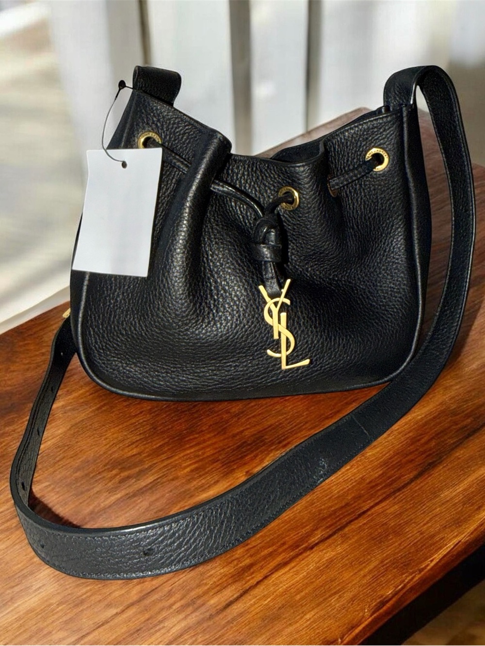 SAINT LAURENT Paris VII Small YSL Hobo Bag in Grained Deer Leather